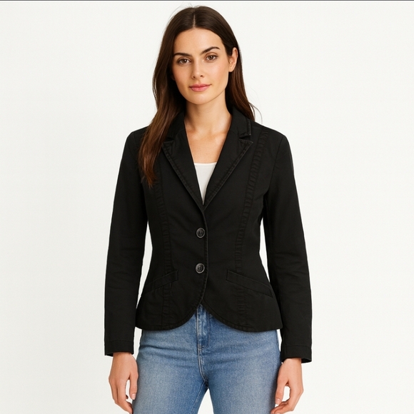 H&M Jackets & Blazers - H&M Black Denim Short Waist Jacket Womens Sz 8